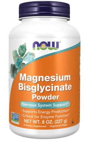 Magnesium Bisglycinate Powder Diglicynian magnezu 227 g Now Foods