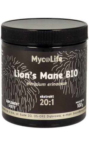 Lions Mane - soplówka jeżowata - BIO ekstrakt 20:1 100g MYCOLIFE