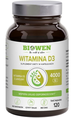 Biowen Witamina D3 z lanoliny 120 kapsułek