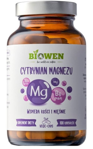 Biowen Cytrynian magnezu 825 mg z witaminą B6 (P-5-P) 100 kaps