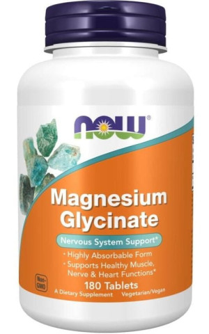 Magnesium Glycinate 100mg Diglicynian Magnezu 180 tabletek Now Foods