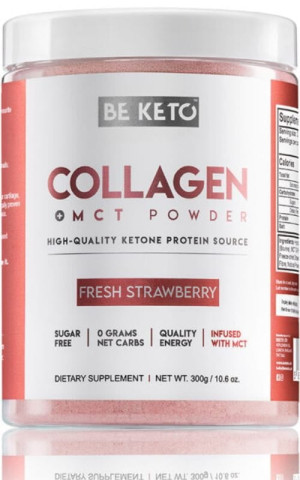 BeKeto Keto Kolagen z olejem MCT - Świeża Truskawka 300g