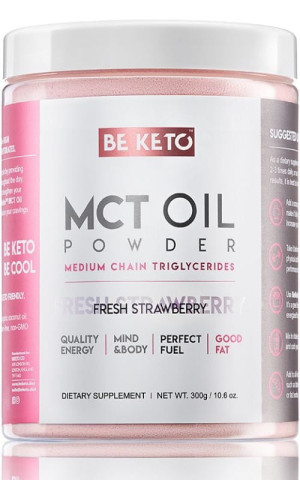 BeKeto Olej MCT w Proszku - Świeża Truskawka 300g