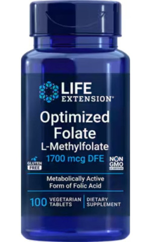 Optimized Folate 1700 mcg 5-MTHF 100 vege tabletek Life Extension