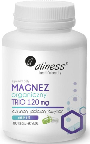 Aliness Magnez organiczny TRIO 120 mg z B6 (P-5-P) 100 kaps