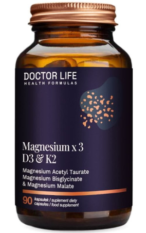 Doctor Life Magnesium x 3 z D3 & K2 90 kaps