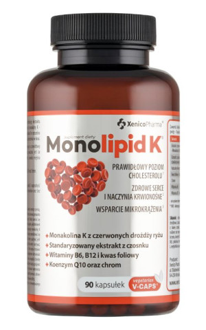Monolipid K ekstrakt z czerwonych drożdży ryżu 90 kapsułek Xenico Pharma