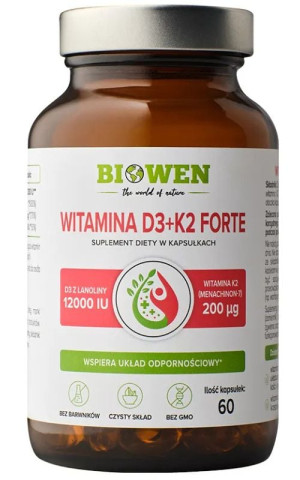 Biowen Witamina D3 12 000 IU + K2 Forte 60 kaps