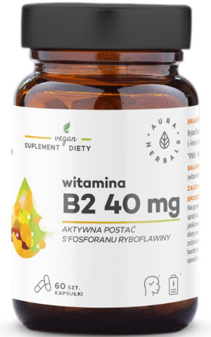 Aura Herbals Witamina B2 40mg Postać Aktywna R-5-P 60 kapsułek