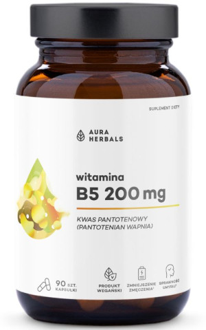 Aura Herbals Witamina B5 200 mg - kwas pantotenowy - 90 kapsułek