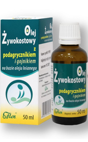 FLOS Olej żywokostowy z podagrycznikiem i gojnikiem na bazie oleju lnianego 50 ml
