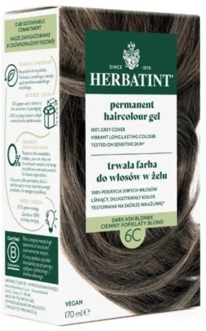 Herbatint Trwała farba herbatint Ciemny Popielaty Blond 6C 150 ml