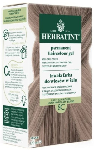Herbatint trwała farba do włosów Jasny Popielaty Blond 8C