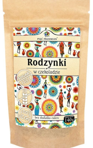 Rodzynki w czekoladzie bez cukru bezglutenowe 140 g PIĘĆ PRZEMIAN