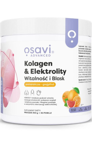 Osavi Kolagen & Elektrolity - Witalność i Blask - Pomarańcza & Grejpfrut - 300g