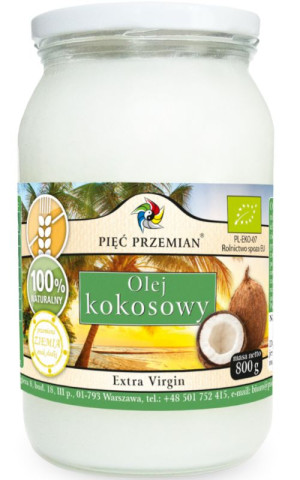 PIĘĆ PRZEMIAN Olej kokosowy BIO extra virgin 800g