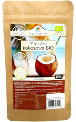 PIĘĆ PRZEMIAN Napój kokosowy w proszku BIO bezglutenowy 200g