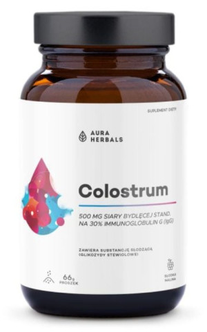 Colostrum 500mg słodka malina, proszek 66g Aura Herbals