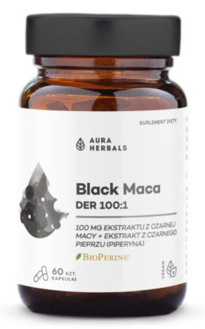 Black Maca czarna maca DER 100:1 60 kapsułek Aura Herbals