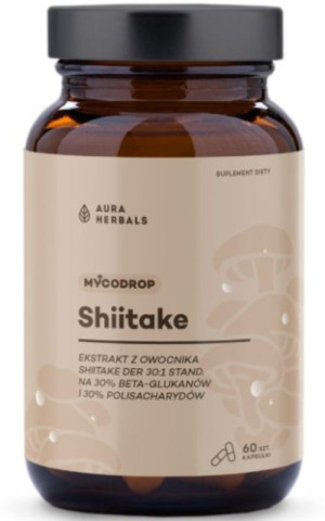 Aura Herbals Mycodrop - Shiitake 30:1, 30% beta-glukan - 60 kapsułek