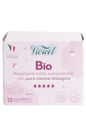 Podpaski na noc ze skrzydełkami 10 sztuk Vivicot BIO