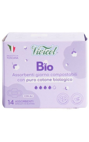 Podpaski na dzień ze skrzydełkami 14 sztuk Vivicot BIO