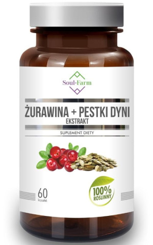 Żurawina + pestki dyni ekstrakty standaryzowane 550 mg, 60 kaps Soul-Farm