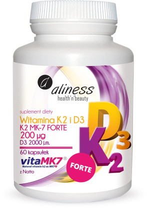Aliness Witamina K2 FORTE MK-7 200 µg z Natto + D3 60 kaps