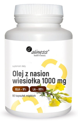 Aliness Olej z nasion wiesiołka 1000 mg GLA - 9%, LA - 85% 90 kaps