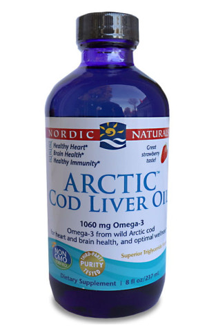 Arctic Cod Liver Oil Truskawka 1060mg Tran z dzikiego dorsza 237 ml, Nordic Naturals