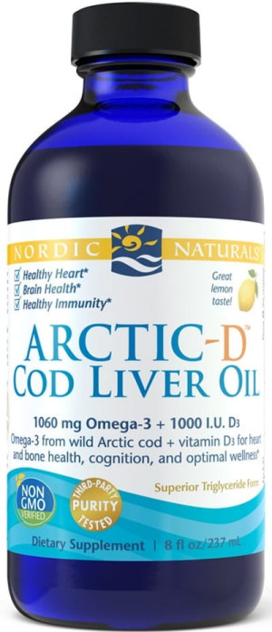 Arctic-D Cod Liver Oil Cytryna Tran z dzikiego dorsza 237 ml, Nordic Naturals