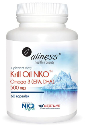 Aliness Olej z kryla Krill Oil NKO Omega 3 z Astaksantyną 60 kaps
