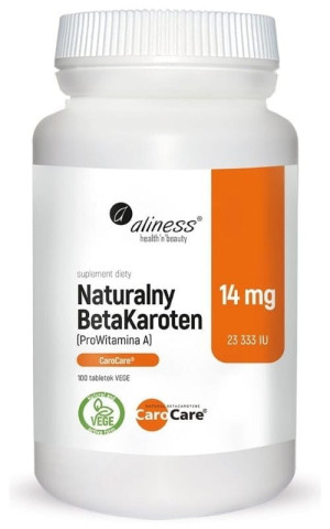 Aliness Naturalny BetaKaroten 14 mg (ProWitamina A 23 333 IU) 100 tabl