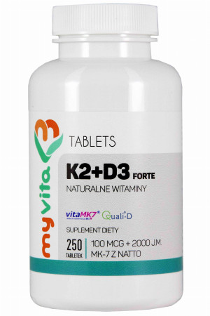 MyVita Witamina K2 MK-7 100mcg + D3 2000IU FORTE 250 tabl