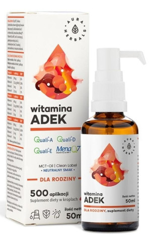 Witamina ADEK dla rodziny, olej MCT 50 ml Aura Herbals