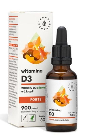 Witamina D3 Forte w kroplach 2000 IU ( 900 porcji) 30 ml - Aura Herbals