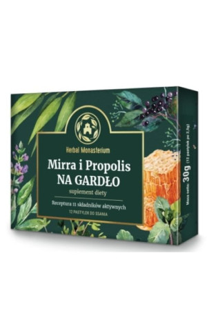 Mirra i Propolis na gardło do ssania 12 pastylek, Herbal Monasterium