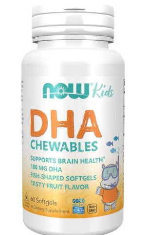 NOW Foods Kids Fish Oil DHA dla dzieci 60 kapsułek do żucia