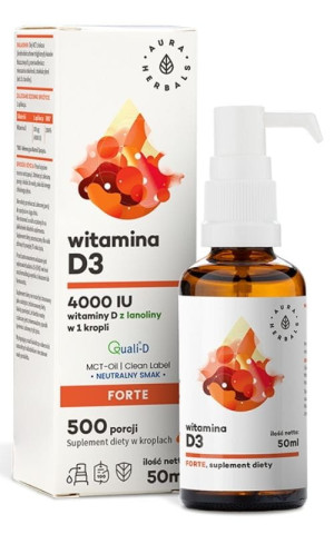 Witamina D3 4000 IU olej MCT krople 50 ml Aura Herbals