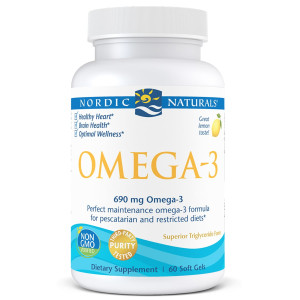 Omega-3 690 mg Fish Gelatin 60 soft gels Nordic Naturals