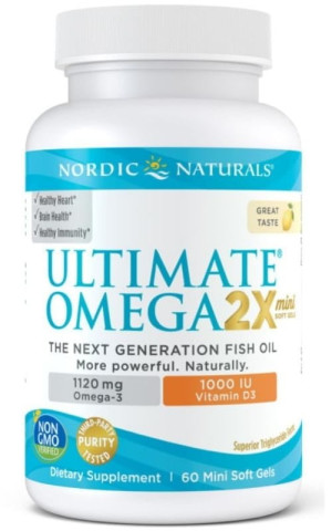 Ultimate Omega 2X Mini + witamina D3 cytryna (60 mini softgels) Nordic Naturals