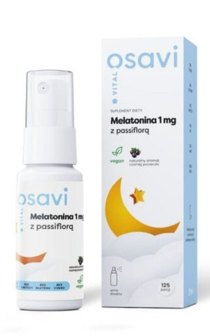 Osavi Melatonina z passiflorą 1 mg smak czarna porzeczka, spray 25 ml