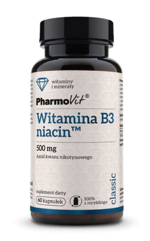 Pharmovit Classic Witamina B3 Niacyna 500mg 60 kapsułek amid kwasu nikotynowego