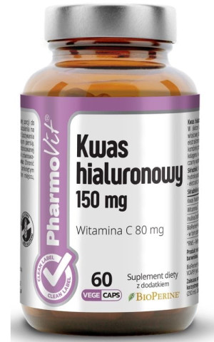 PharmoVit Clean Label Kwas hialuronowy 150 mg + witamina C 80 mg 60 wege