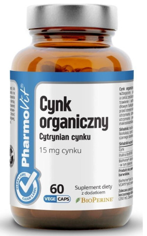 Pharmovit Clean Label Cynk organiczny cytrynian cynku (15 mg) 60 kapsułek