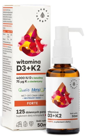 Witamina D3 4000 IU + K2 MCT krople 50 ml Aura Herbals