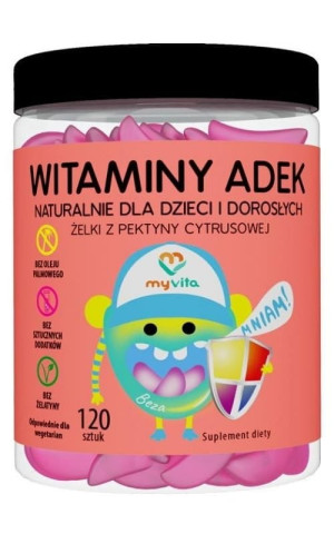 Myvita Witaminy ADEK Naturalne żelki dla dzieci i dorosłych 120 sztuk