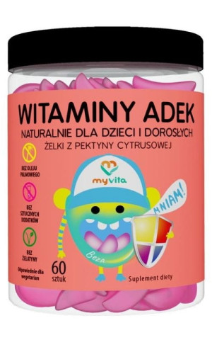 Myvita Witaminy ADEK Naturalne żelki dla dzieci i dorosłych 60 sztuk