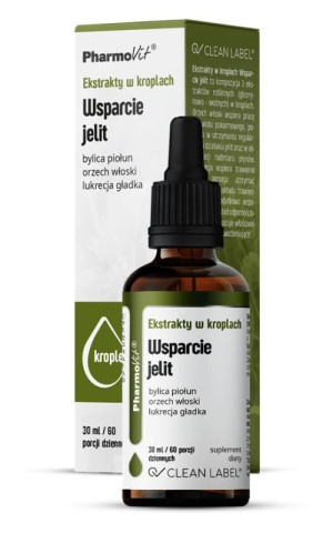 Pharmovit Clean Label Ekstrakty w kroplach Wsparcie jelit 30 ml