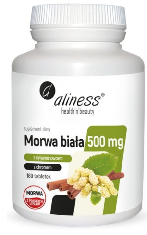 Aliness Morwa biała z cynamonowcem i chromem 500 mg 180 tabl